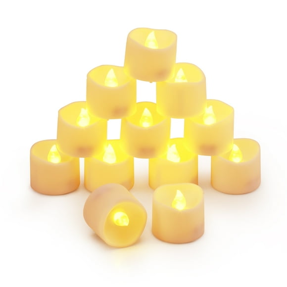 Tea Lights, AMIR Flameless Tea Lights LED Flickering Tea Lights Candles for Christmas Valentine's Day Propose Wedding Anniversary Party Warm White 12PCS