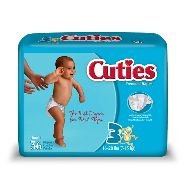 Cuties Jumbo Pack Diaper, Size 3, 144 Count