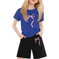 thumbnail image 2 of Aihuaihua Toddler Outfits for Girls Size 6 Graphic Print T Shirt and Shorts Outfits Set Round Neck Fashion Casual Streetwear Short Sleeve Set Preppy Clothes, 2 of 4