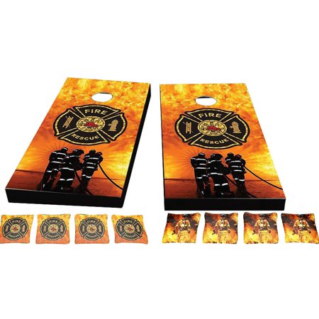 Skip's Garage Firefighter Maltese Solid Wood Cornhole Board Set