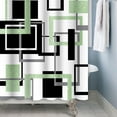 thumbnail image 3 of Minimalism Geometric Shower Curtain Sets Black White Green Shower Curtain for Bathroom Geometry Squares Abstract Modern Bath Curtain for Home Family Bathtub Decor with Hooks 72x84 Inches, 3 of 6