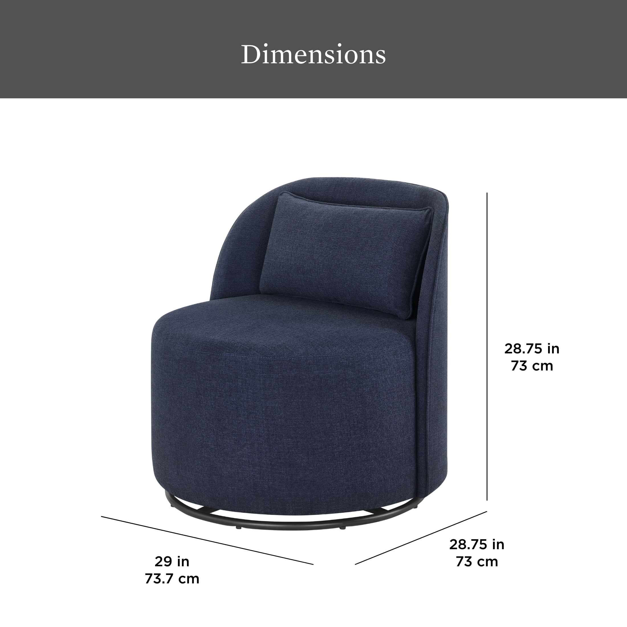 Better Homes & Gardens Juliet Modern Arch Swivel Accent Chair, Navy