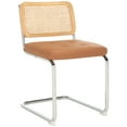 thumbnail image 6 of SAFAVIEH Coralia Industrial PU Solid Dining Side Chair, Cognac/Natural/Chrome (Set of 2), 6 of 14