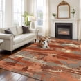 thumbnail image 2 of Orange Abstract Area Rugs 8'x10', Small Throw Rugs for Living Room Patio, Vintage Geometric Gradient Oil Painting Modern Indoor Outdoor Rug Non-Slip Low Pile Carpet Runner Reversible Floor Mats, 2 of 8