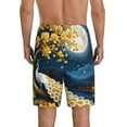 thumbnail image 4 of Lsque Moonlit Golden Tree Peacock Mens Sleep Pajama Shorts,Short Pajama Pants, Cotton Ultra-Soft Knit-Small, 4 of 9