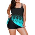 thumbnail image 1 of Women Plus Size Vintage Print Strappy Back Tankini Set Flowy Tankini Bathing Suits for Women Tummy Control Two Piece Swimwear, 1 of 7