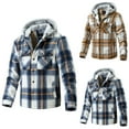 thumbnail image 2 of Men's Flannel Jackets Fleece Lined Hooded Plaid Shirt Jacket Casual Loose Thicken Quilted Buttons Down Winter Warm Coat, 2 of 7