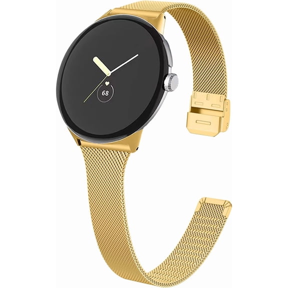 XIHAMA Slim Metal Bands Compatible with Google Pixel Watch 4 3 41mm/2 1 Band Women Men, Grids Thin Stainless Steel Mesh Loop Snap Clasp Strap Replacement for Pixel Watch 4 3 41mm Fitness