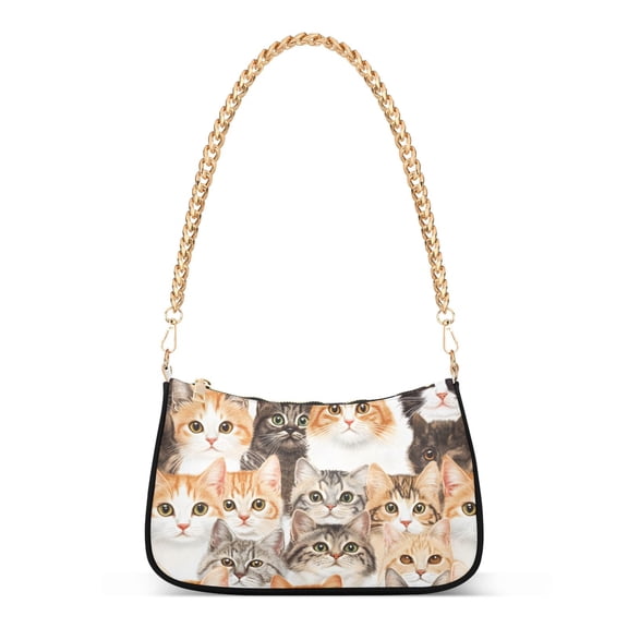 ALAZA Doodle Cats Cute Women's Chain Shoulder Bag Hobo Handbag Tote Crossbody Purse