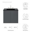 thumbnail image 3 of Sink Vanity Cabinet, Wall Mount, Grey Gray Black, Ceramic, Melamine, Modern Contemporary, Hotel Bedroom Bathroom Master Suite Guest, 3 of 9
