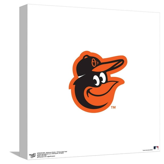 Gallery Pops MLB Baltimore Orioles - Primary Club Logo Canvas Wall Art, Unframed Version, 12" x 12"