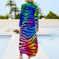 thumbnail image 5 of 2024 Tiger Stripes Chiffon Dress Abstract Line Print Retro Dresses Female Long Sleeve Street Fashion V Neck Oversized Casual Dress, 5 of 7