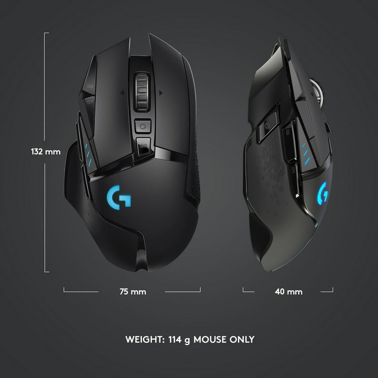 Logitech G502 Lightspeed Wireless Gaming Mouse with Hero 25K Sensor,  PowerPlay Compatible, Tunable Weights and Lightsync RGB - Black