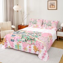 Manfei Girly Pink Christmas Full Size Sheets for Girls, Kawaii Fairy Tale Princess Bed Sheets, Royal Nutcracker Guard Sheet Sets, Lightweight Room Decor, 4-Piece