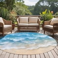 thumbnail image 5 of Abstract Gradient Round Living Room Rugs 8 ft, Beach Blue Water Ripple Scenery Washable Large Area Rug with Non-Slip Sturdy Edge Binding Round Carpet for Dining Room Kitchen Office, 5 of 9