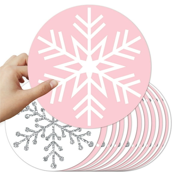 Big Dot of Happiness Pink Winter Wonderland - Assorted Decorations DIY Holiday Snowflake Birthday and Baby Shower Large Party Essentials - Set of 20