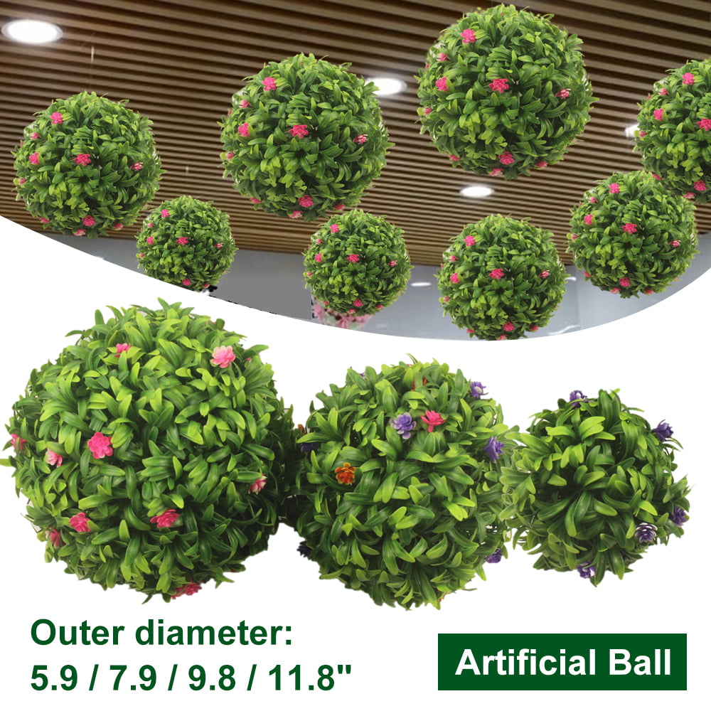 1X Topiary Ball Artificial Green Grass Hanging Basket Plant Garden Decor