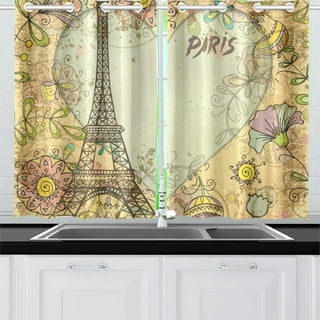 ADTASU Vintage Eiffel Tower Slim Women Valance for Kitchen/Bathroom/Living  Room/Bedroom Decor Blackout Windows Valances Curtains 60x18inch Rod Pocket