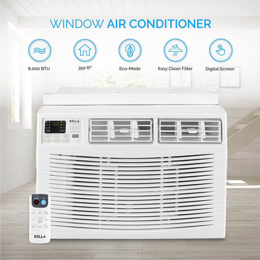 DELLA Window Mounted 8000 BTU Mini Air Conditioner Indoor 115V AC Up to