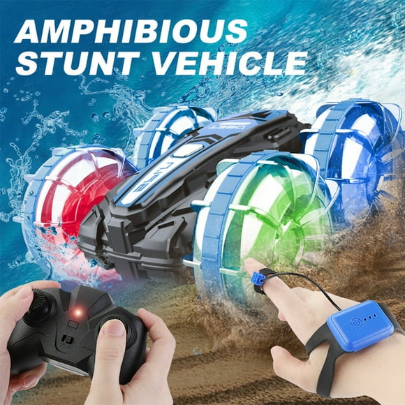 Alician 2.4G Amphibious Remote Control Car 4WD RC Stunt Car With LED Lights Double Sided Flips Rotating RC Boat Toy Gifts For Kids