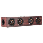 Carevas W8 4.2 Four Red Wood Grain Super Bass Subwoofer Hands-free Loudspeaker with Mic, AUX-IN, TF Card, and Battery