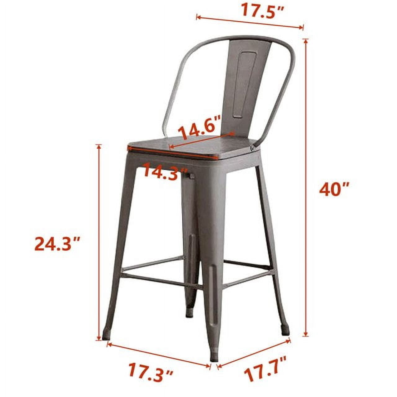 Andeworld Metal Bar Stools Set of 4 Bar Stools with Backs Counter Stools Counter Height Stools High Back Bar Chairs 24 Inch Rusty