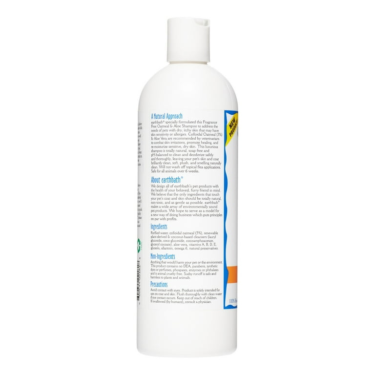 Earthbath Fragrance Free Oatmeal & Aloe Shampoo for Cat & Dog 16 Oz -  Walmart.com