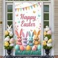 thumbnail image 3 of Colorful Eggs Happy Easter Banner Easter Bunny Easter Display Floral Decor Arch Design Easter Bunny Backdrop for Easter Party Family Gathering Holiday Decoration, 3 of 4