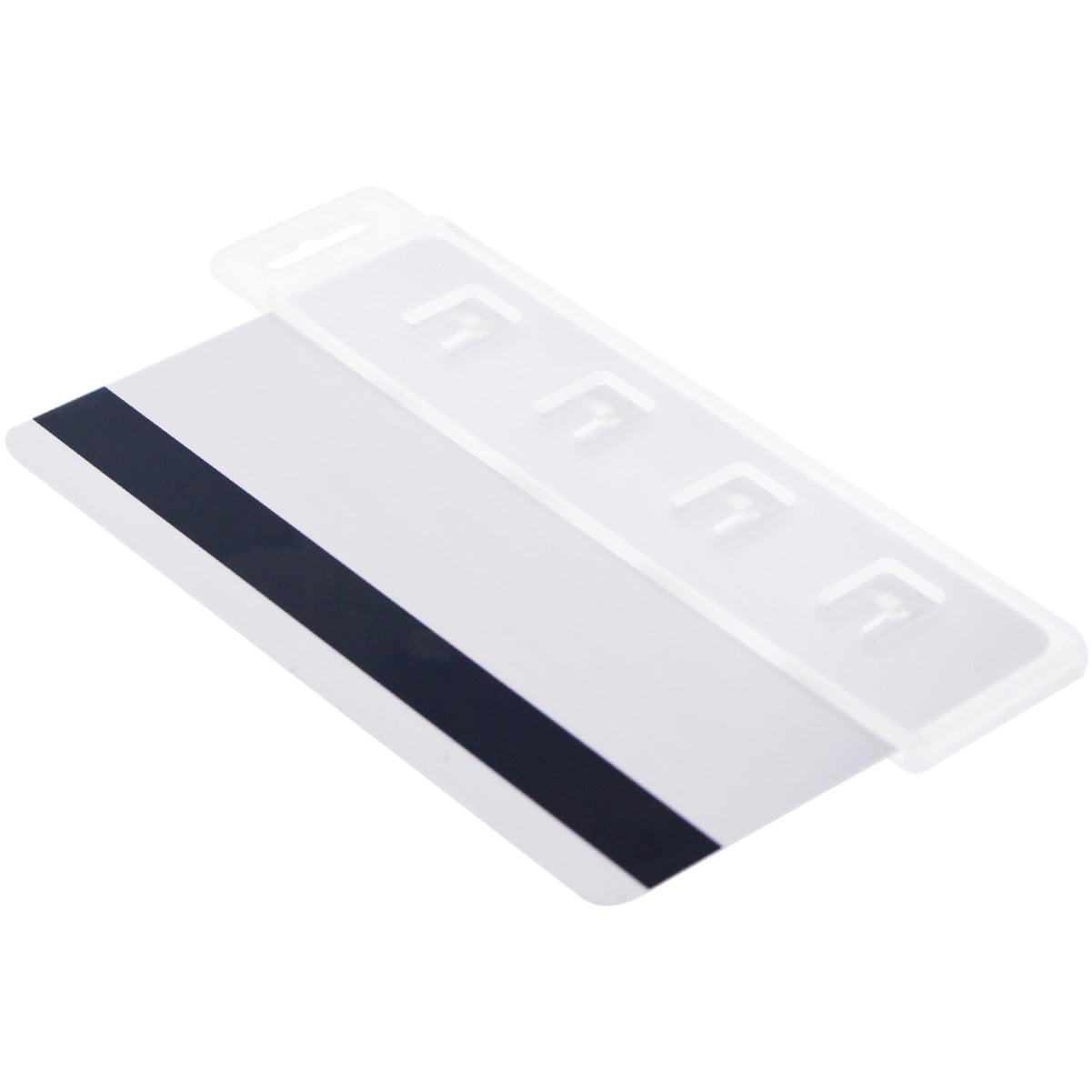 100 Pack - Rigid Vertical Half Card Swipe Badge Holder - Hard Plastic Clear Leaves Mag Stripe Exposed for Easy Swiping Access to Magnetic Strips on POS ID's & Credit Cards by Specialist ID