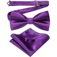 thumbnail image 1 of SURJDE Mens Solid Color Pre-tied Bow Tie and Pocket Square Cufflink Set, 1 of 4