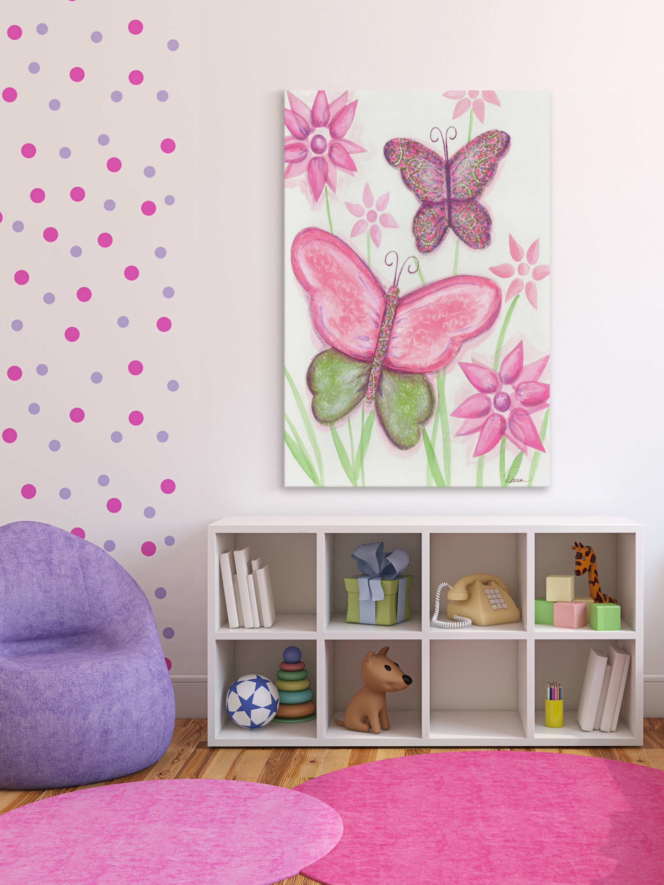 "2 Butterflies" Painting Print on Wrapped Canvas
