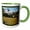 Green/White, variant on 3drose, Mountain View - Olympic National Park, 11oz Two-tone Blue Mug