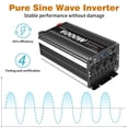 thumbnail image 2 of LVYUAN 3000W 6000W Peak Pure Sine Wave Power Inverter 12V DC to 110V AC Converter, 60Hz/50Hz, 4 AC Outlets + USB, LCD Display, Remote Control for Car, RV, Camping & Home Backup Black, 2 of 11