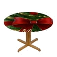 thumbnail image 3 of Patifu Christmas Tree Bow Message Round Tablecloth 100% Polyester Stain-Resistant Indoor Outdoor Dining Decor Full Width Single-Sided Printing Washable Home Kitchen Decoration 38"-42, 3 of 8