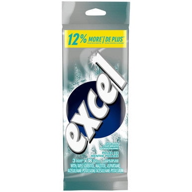 Excel Sugar Free Gum Polar Ice, 3-Pack, 18 pieces each