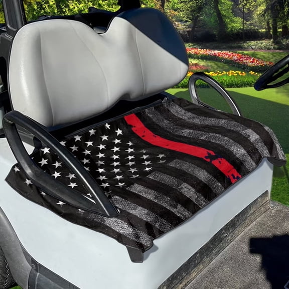 Jeiento American Flag Golf Cart Seat Covers Universal Golf Cart Seat Towel Blanket Fits for Club Car 2 Person Seats Golf Carts 4Th of July Decor