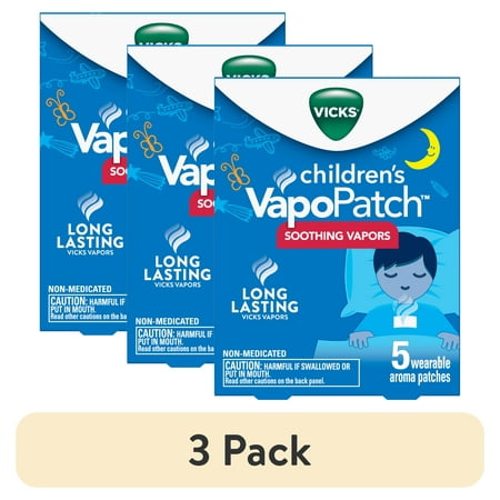 (3 pack) Vicks Vapo Patch Kids, Soothing Non-Medicated Vapor Patch for Children with Menthol Scent, 5 Count