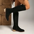 thumbnail image 6 of Viluyesy Womens Tall Boots, Round Toe Suede Leather Low Heels Fall Winter Knee High Boots Black, 6 of 9