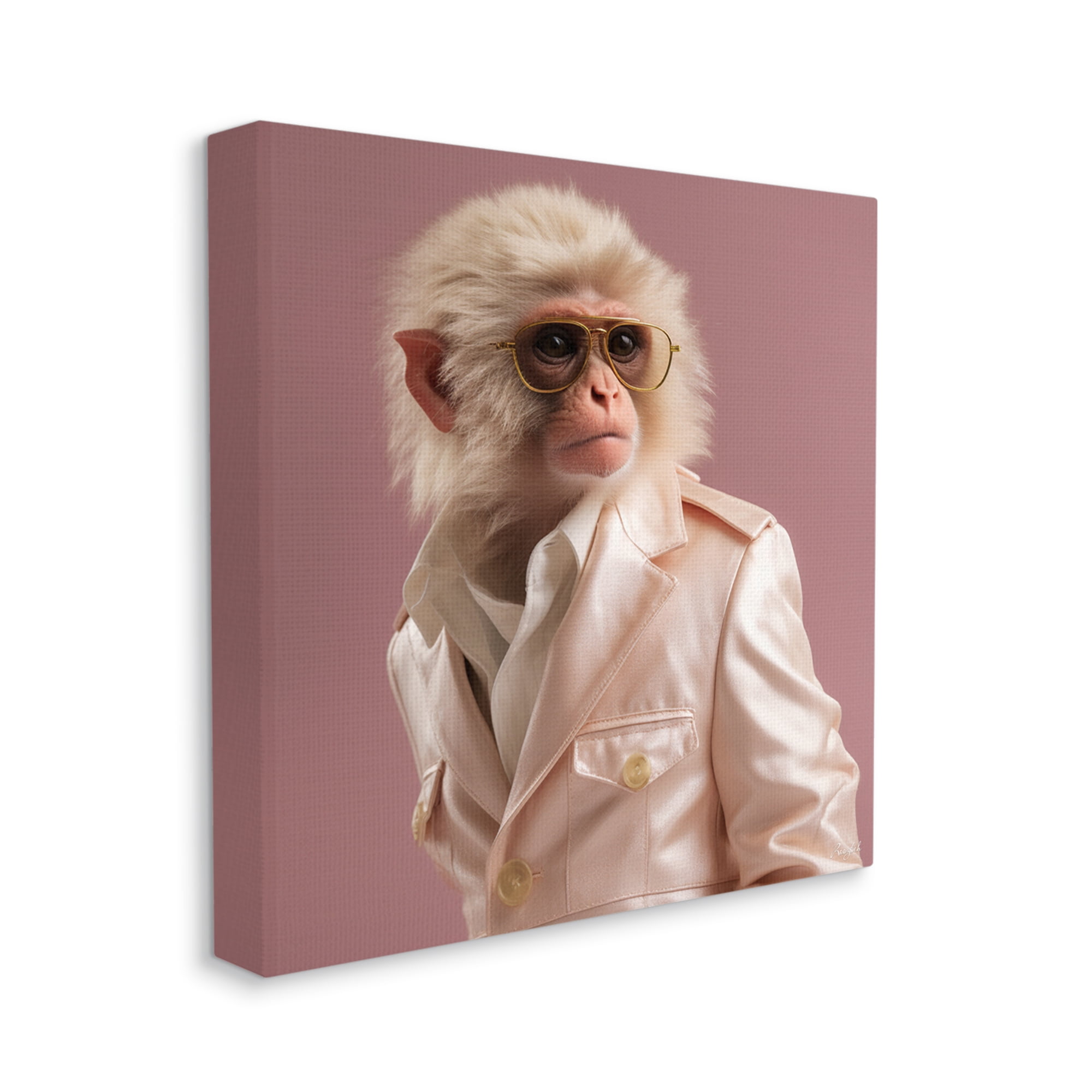 Stupell Industries Fashionable Monkey Portrait Animals & Insects Painting Gallery Wrapped Canvas Art Print Wall Art, 17 x 17