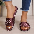 thumbnail image 5 of Samdudou Womens Summer Shoes Casual Flat Sandals Classic Polka Dot Print Open Toe Slip On Slides Wide Strap Smooth Fabric Beach Pool Vacation Footwear for Ladies, 5 of 6