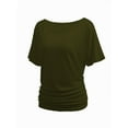 thumbnail image 2 of Womens Short Sleeve Boat Neck Side Shirring Dolman Drape Top, 2 of 6