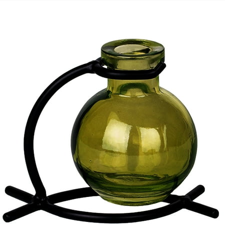 Discount Clear Vases Couronne Co Casablanca Recycled Glass Vase & Metal Stand, M501-200-00-P, 5 inches long, 3.4 Ounce Capacity, Clear ()
