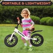 WLRETMCI Toddler Balance Bicycle Kids Training Bike Height Adjustable Bicycle for Toddler 2-5 Years Old Kid Baby Bike, White