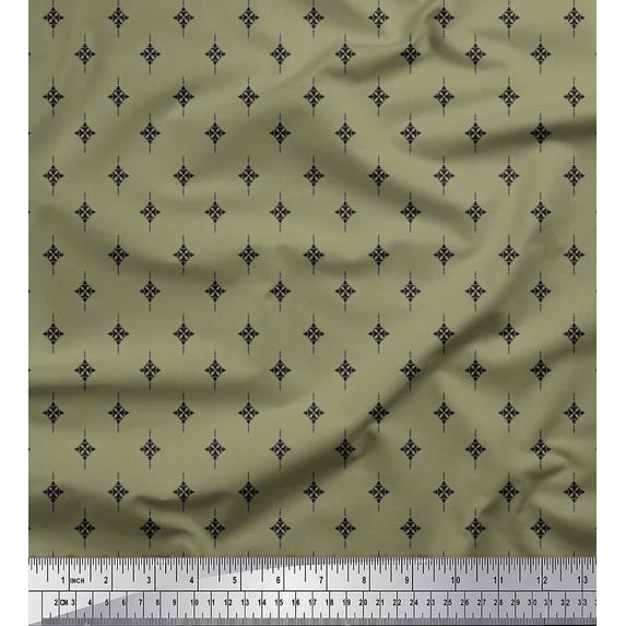 Soimoi Cotton Cambric Fabric Dot & Black Small Motif Shirting Print Fabric by Yard 56 Inch Wide
