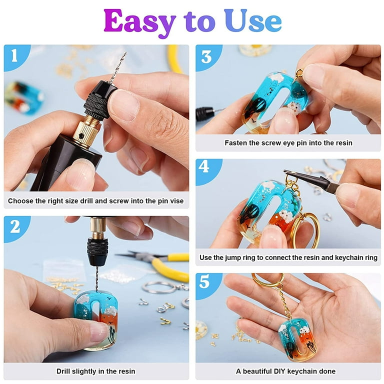 5/112/153PCS USB Electric Hand Drill Tools Set with Drill Bits for Resin  Plastic Wood Polymer Clay Jewelry Keychain Pendant Making