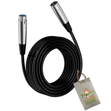 XLR Microphone Cable by Fat Toad 20ft Professional Pro Audio Mic Cord Extension Patch with Male to Female Lo-Z Connector 24 AWG Wire & Balanced for Recording Studio Mixer & Live Sound Stage Gear