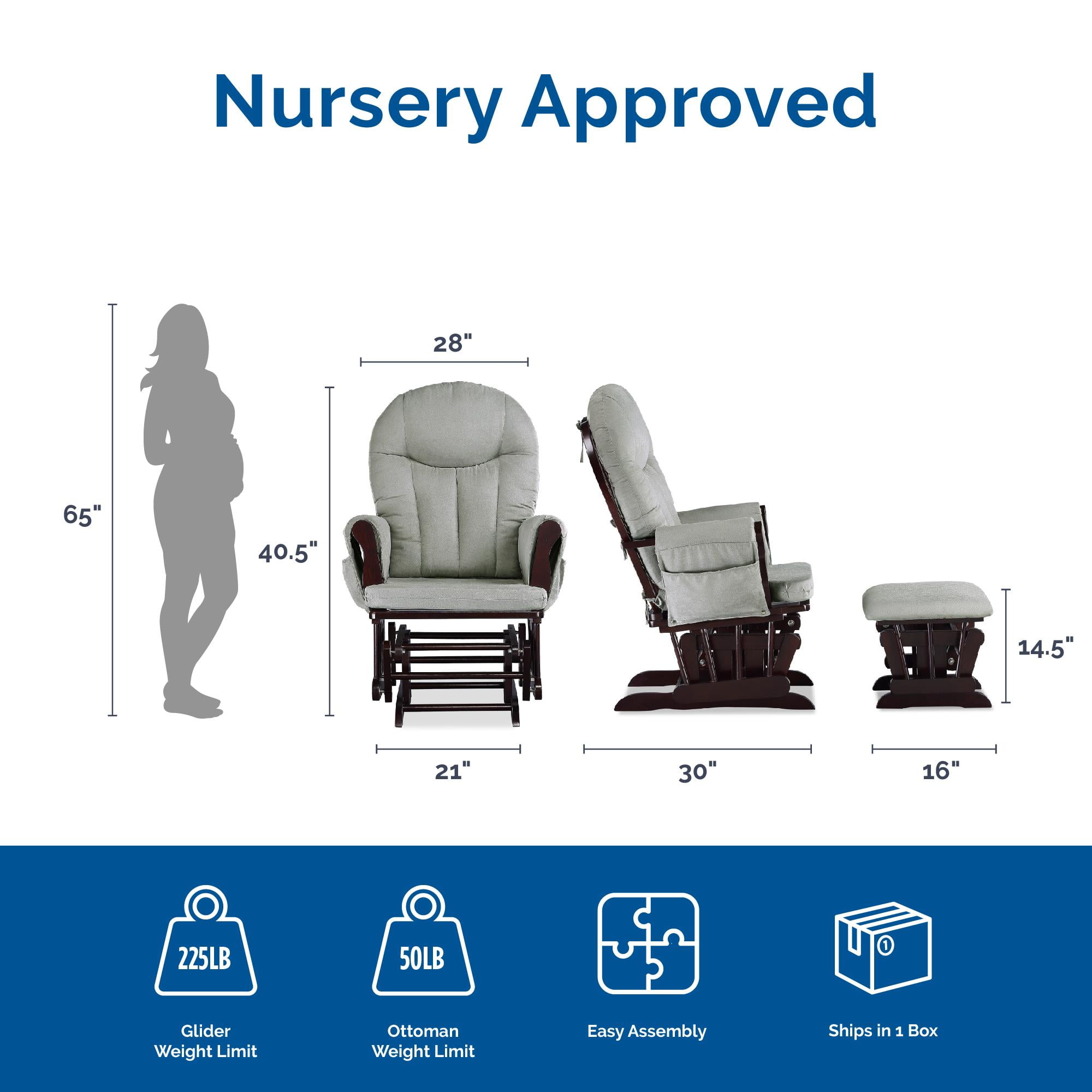 Baby Relax Huntington Glider Rocker with Storage and Ottoman