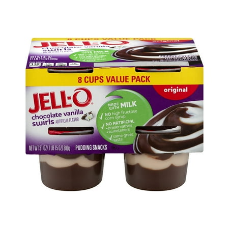 Jell-O Chocolate Vanilla Swirls Pudding Snacks, 8 - 3.8 oz cups ...