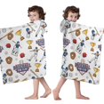 thumbnail image 4 of White Baseball Fun Club Pattern Hooded Bath Towel，50"x30" for Ages 3 To 12 Kids, Quick Dry Lightweight Soft Microfiber Hood Beach Towel Cover Up for Kids, 4 of 7