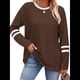 thumbnail image 2 of Camisas de Larga para Mujer, Blusas Casuales con Bloques de Color, Conjuntos de Otoño, Camisetas Básicas, Ropa de Moda Marrón L, 2 of 6
